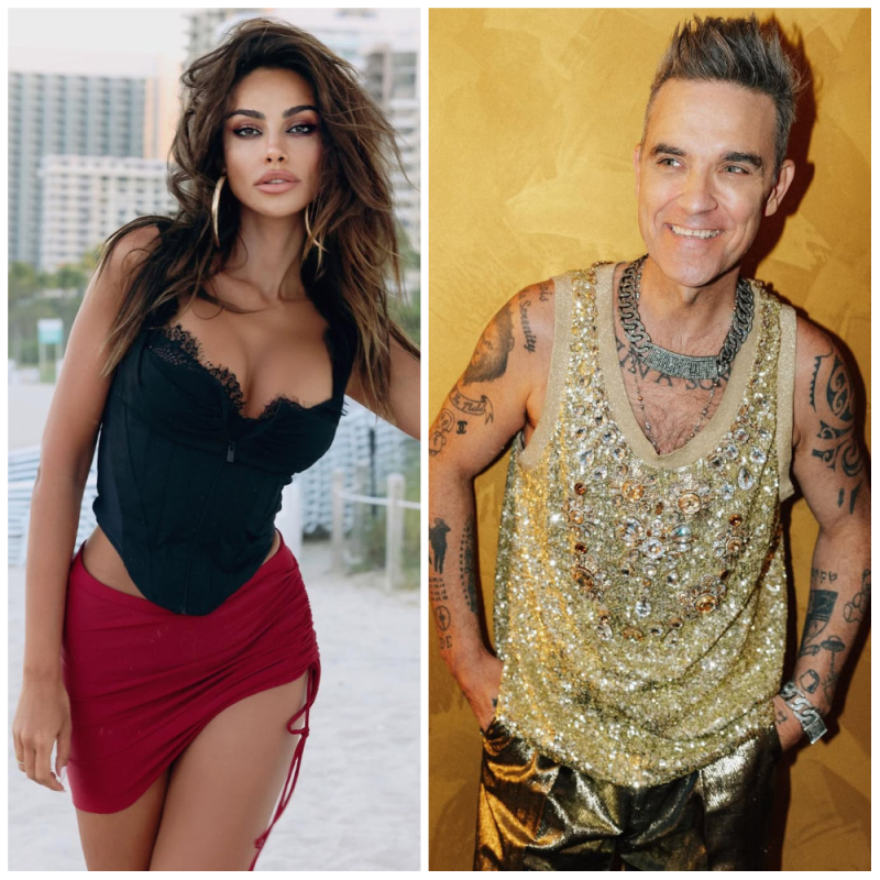 Robbie Williams, dedicație în genunchi în fața Mădălinei Ghenea. Artistul și actrița au fost protagoniștii unui moment cu adevărat spectaculos. Foto