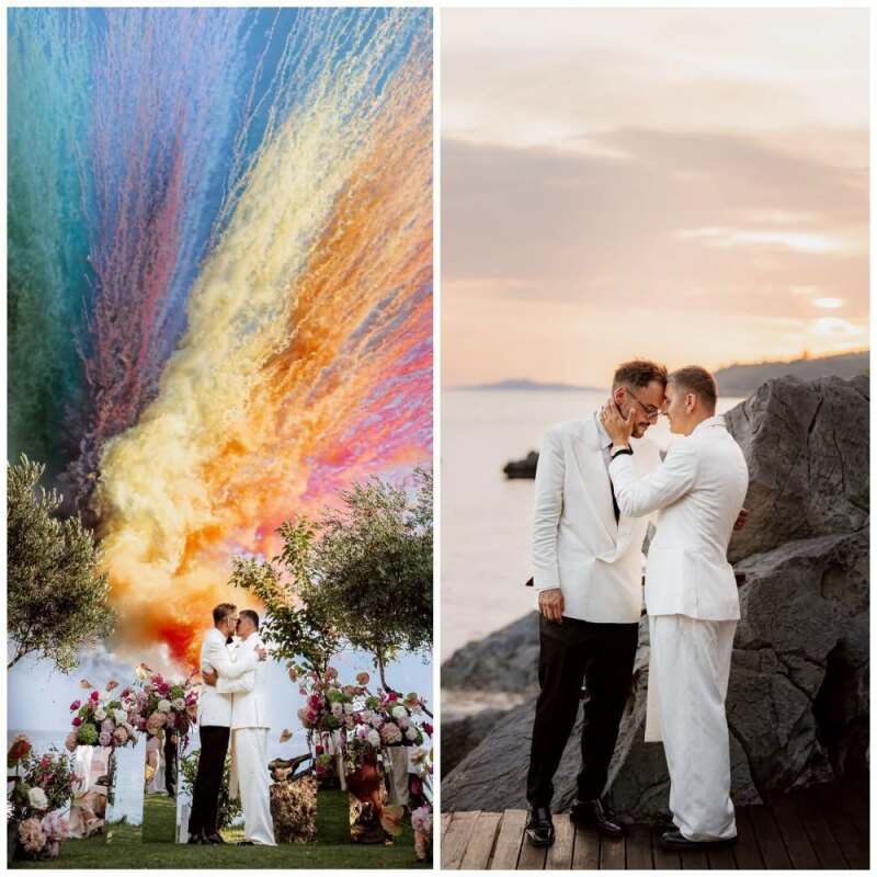 Ce frumos! Doi bărbați cunoscuți în România s-au căsătorit în Grecia. Cei doi au avut parte de o ceremonie desprinsă din povești, iar imaginile spectaculoase vorbesc de la sine: „Ne amintim fluturii din stomac.”